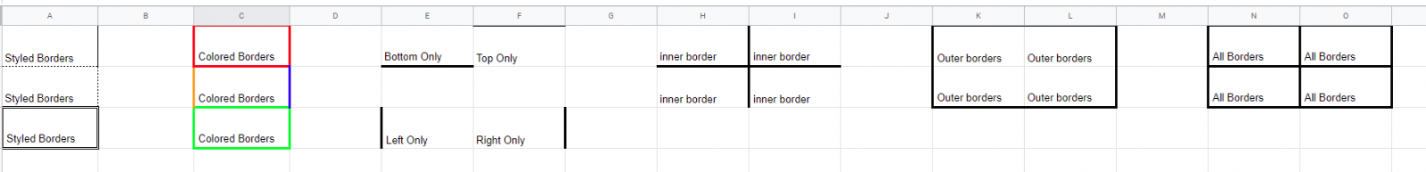 how to outline cells in google sheets