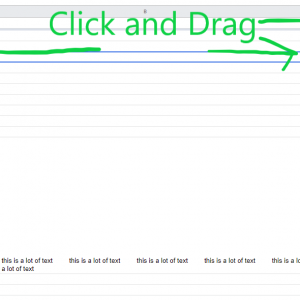 Click and drag column or row handle to make cells bigger in google sheets