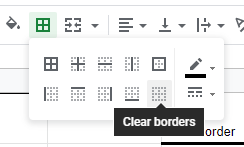 Use the clear borders tool to remove borders in google sheets