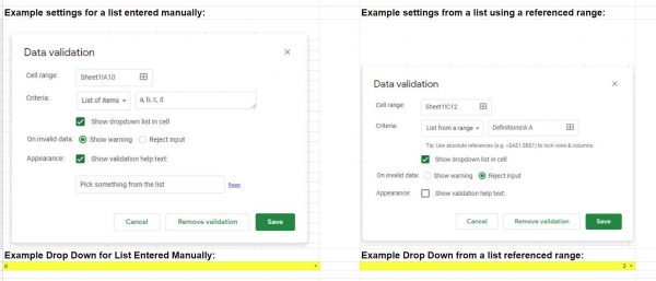 Google Sheets - Dropdown List Example