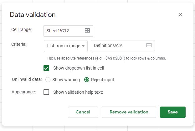 Google Sheets - Referenced Dropdown List